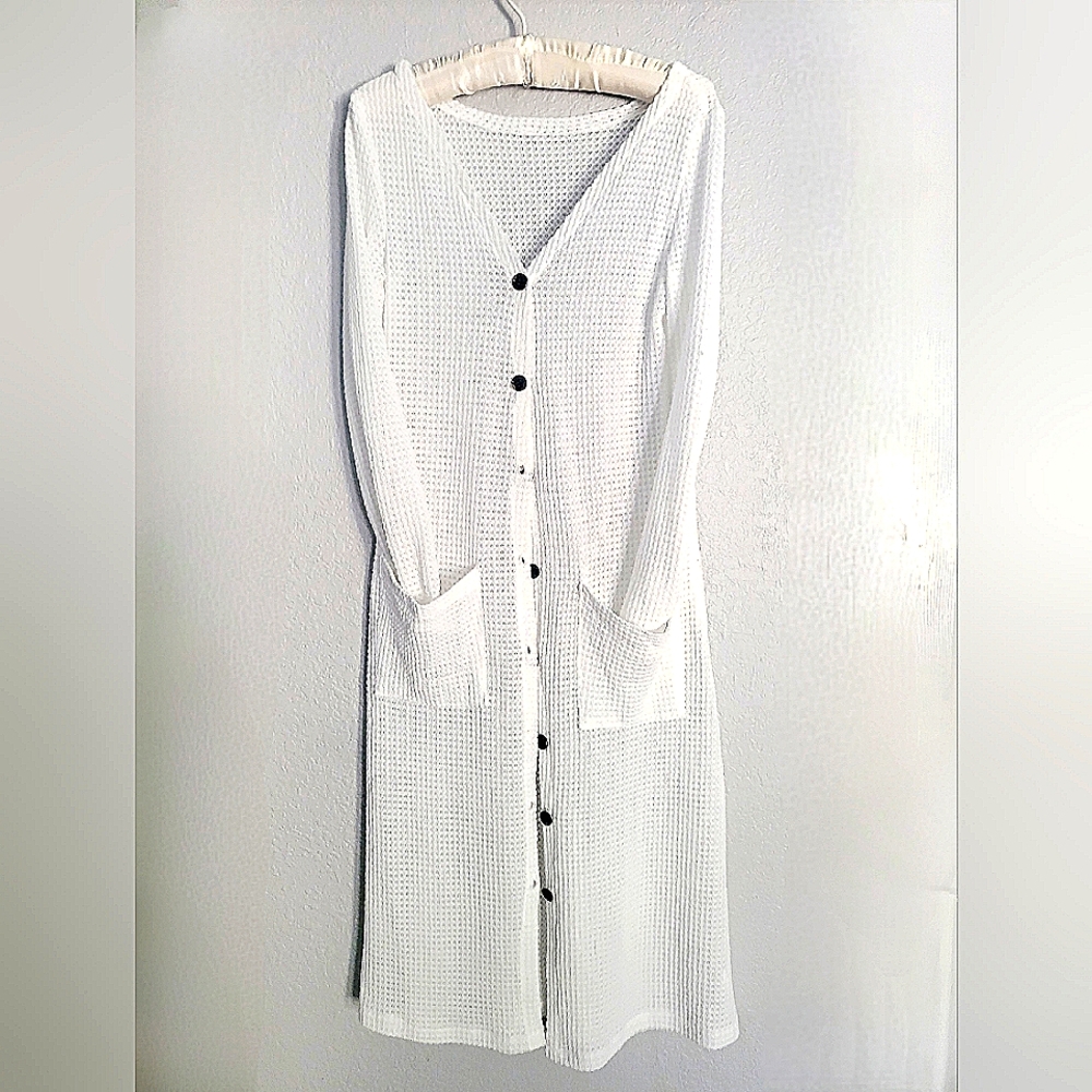 White long cardigan sweater
